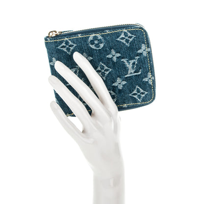 Louis Vuitton Denim Zip Compact Wallet Blue 2 of 7