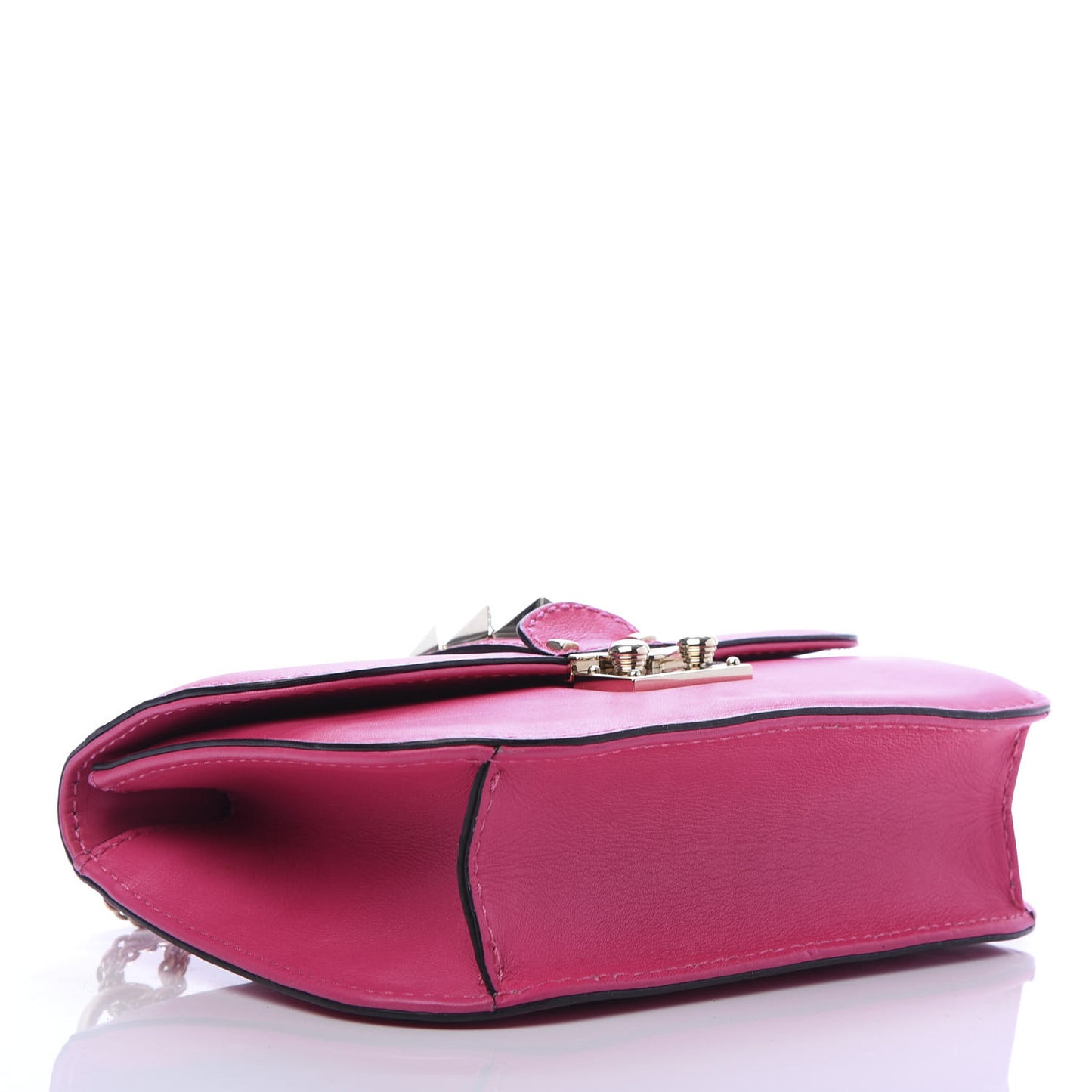 Vitello Small Glam Lock Rockstud Flap Pop Fuxia