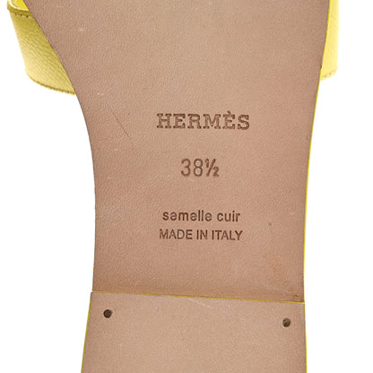 Hermes Epsom Oran Sandals 38.5 Jaune Pollen 8 of 14