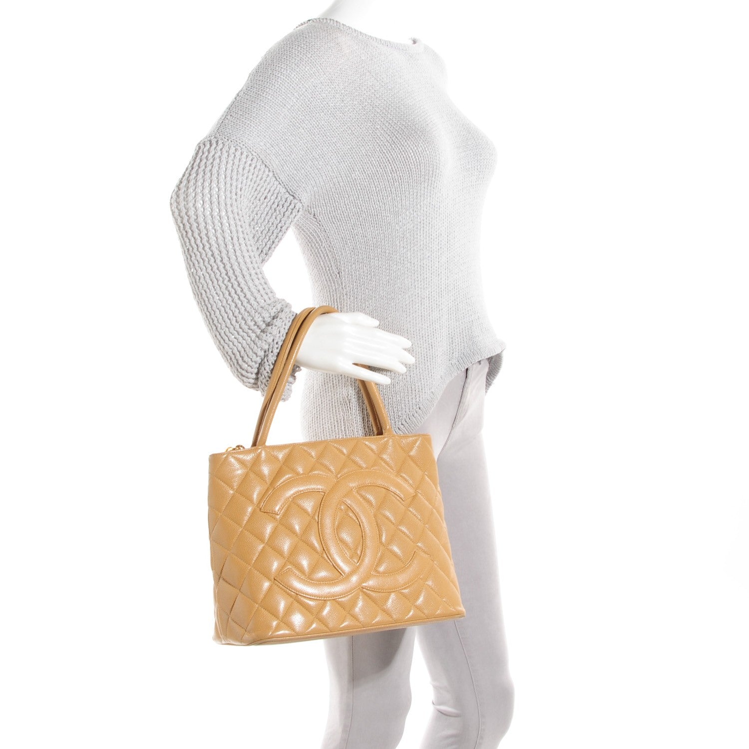Chanel Caviar Quilted Medallion Tote Beige 2 of 8