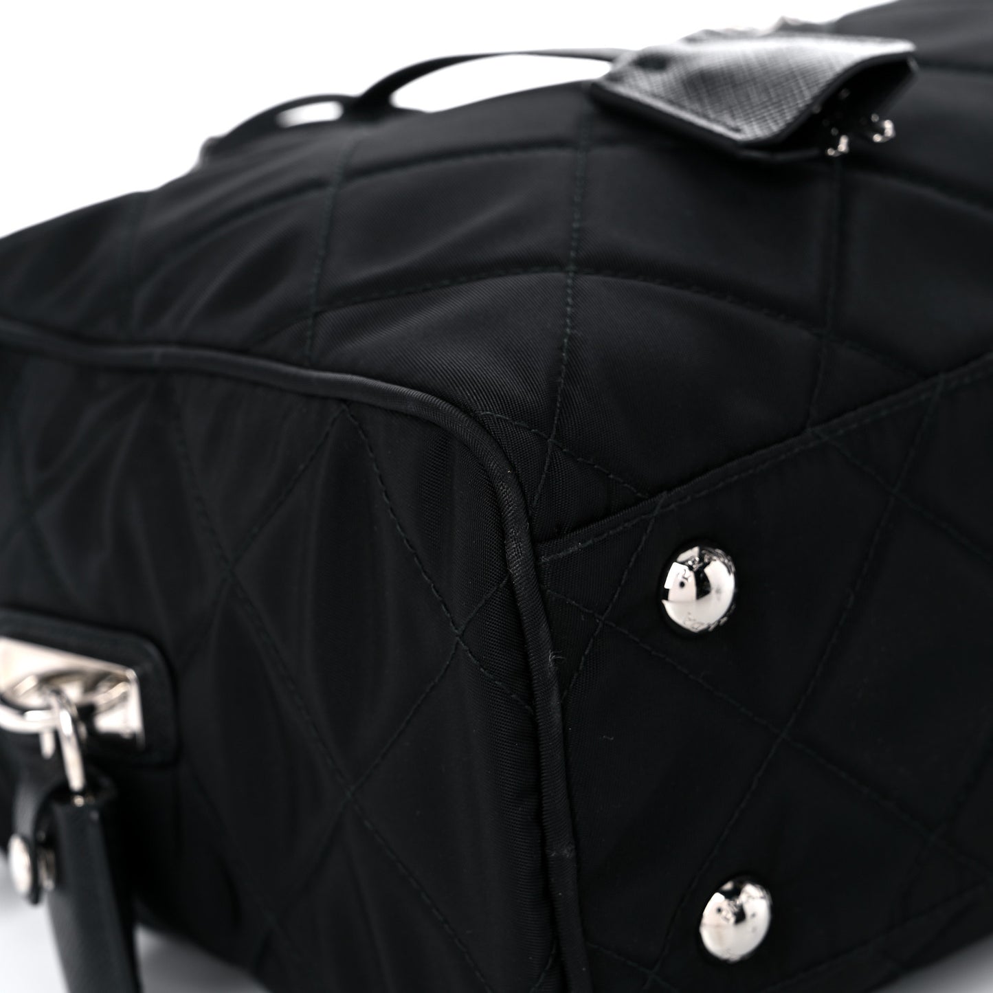 Nylon Tessuto Impuntu Quilted Shoulder Bag Black