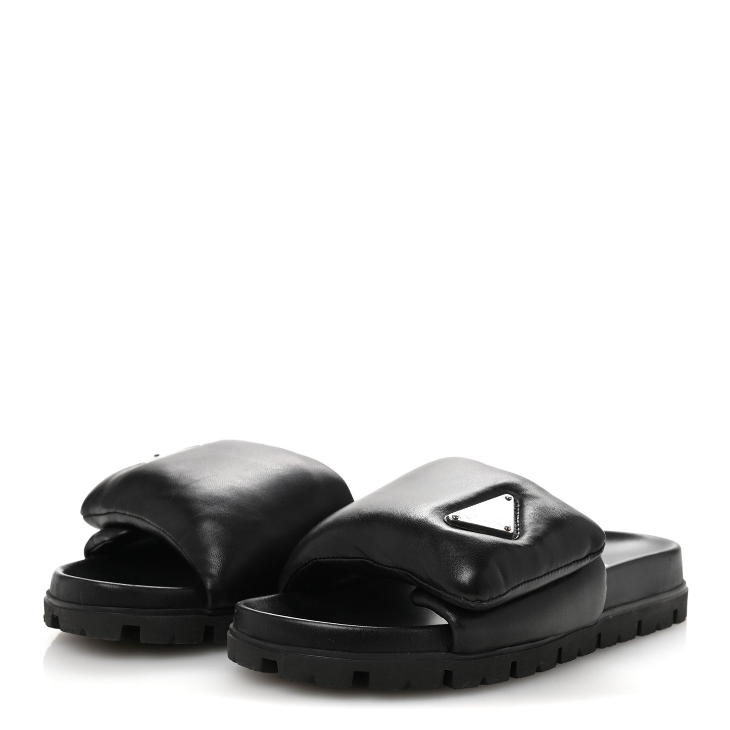 Nappa Soft Padded Triangle Slide Sandals 36.5 Black