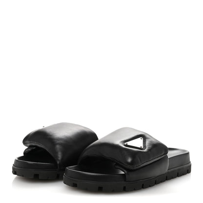 Prada Nappa Soft Padded Triangle Slide Sandals 36.5 Black 4 of 9