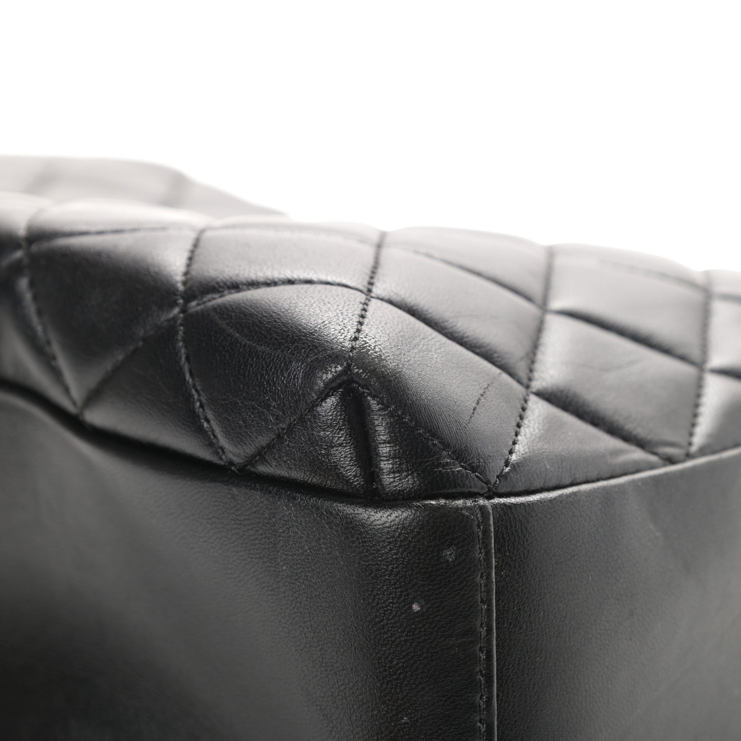 Lambskin Quilted Large Trendy CC Bowling Bag Black
