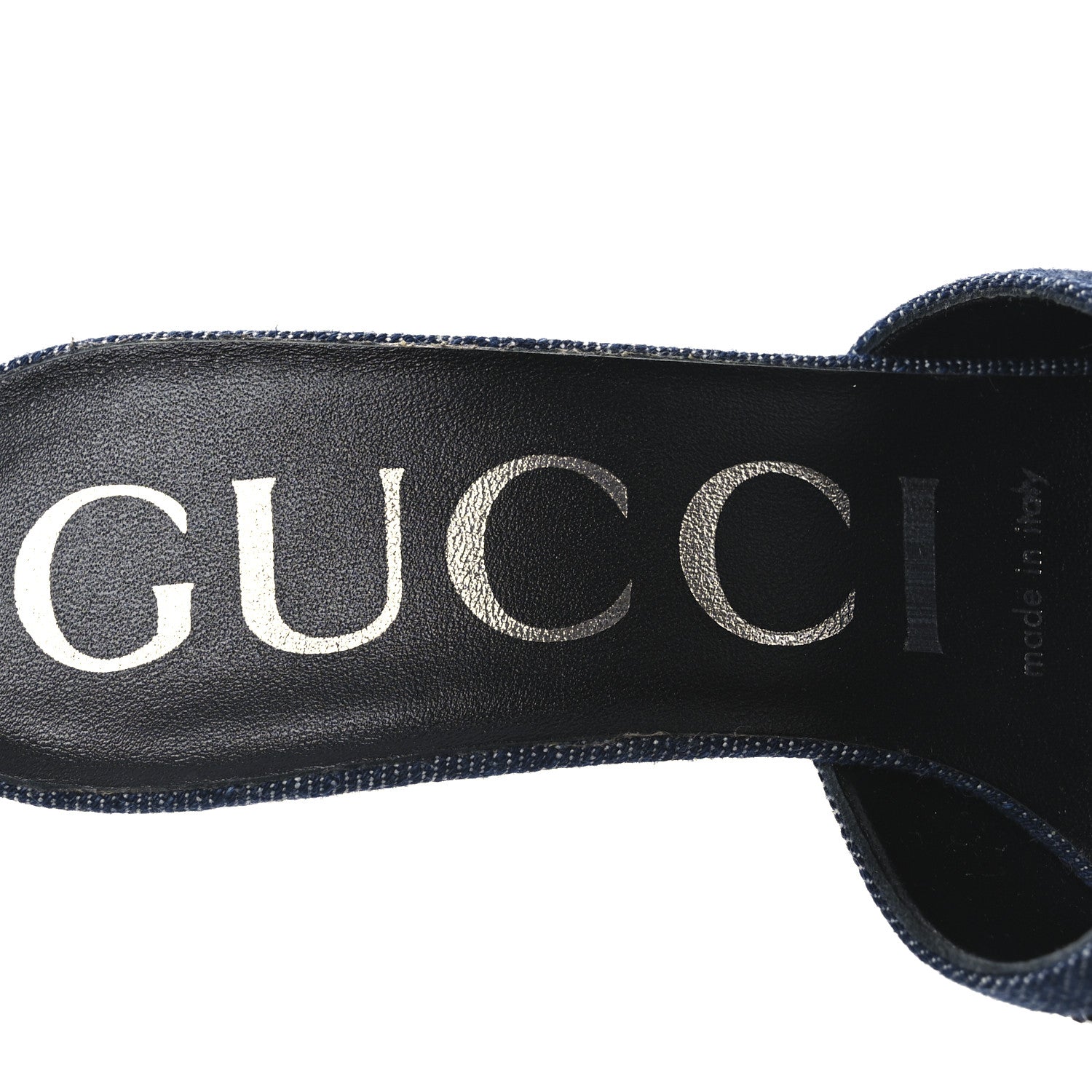 Gucci Denim Crystal GG Monogram Mules 36.5 Blue 9 of 11