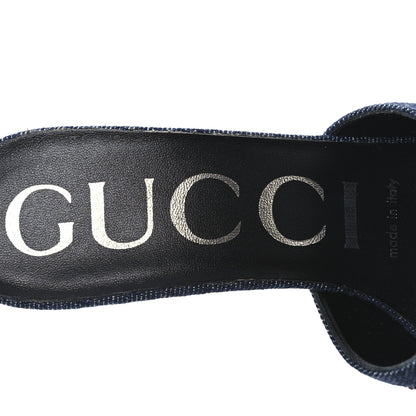 Gucci Denim Crystal GG Monogram Mules 36.5 Blue 9 of 11