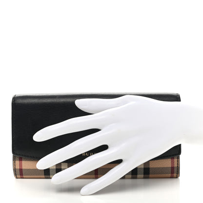 Burberry Calfskin Horseferry Check Porter Continental Wallet Black 2 of 9