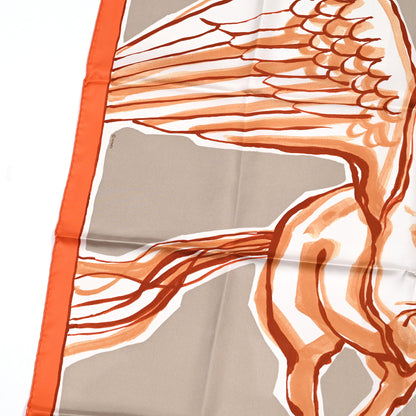 Hermes Silk Libre Comme Pegase Scarf 90 Orange Beige Fauve 4 of 5
