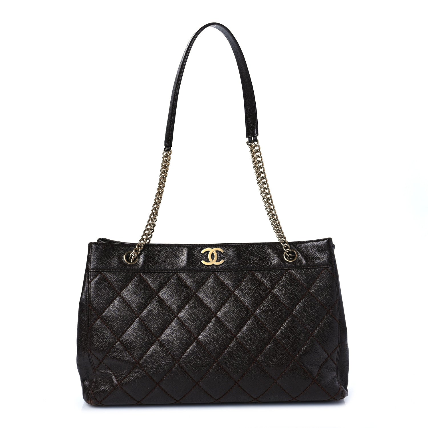 Chanel Caviar Quilted Shopping Tote Dark Brown 1 of 10