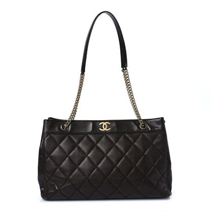 Chanel Caviar Quilted Shopping Tote Dark Brown 1 of 10