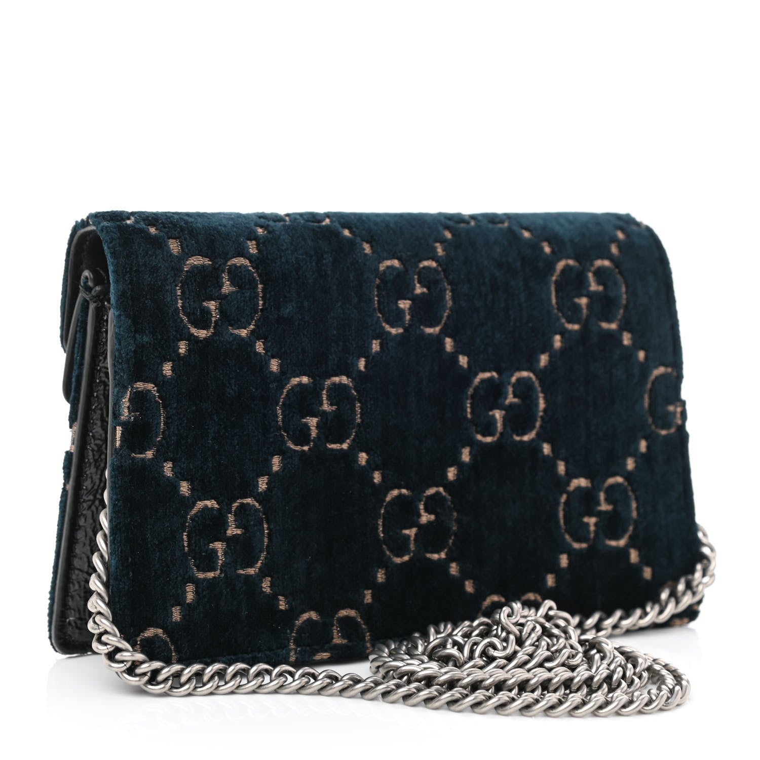 Gucci Velvet GG Monogram Super Mini Dionysus Shoulder Bag Blue Beige Black 3 of 7