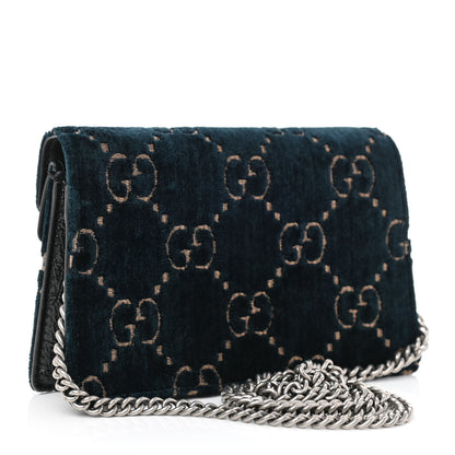 Gucci Velvet GG Monogram Super Mini Dionysus Shoulder Bag Blue Beige Black 3 of 7