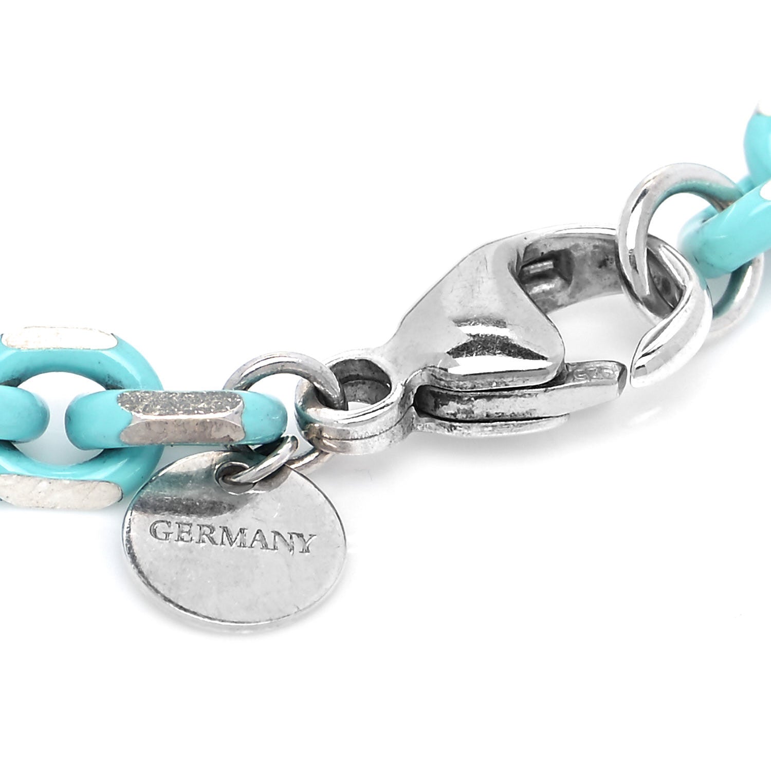 Tiffany Sterling Silver Enamel Link Bracelet Blue 5 of 6