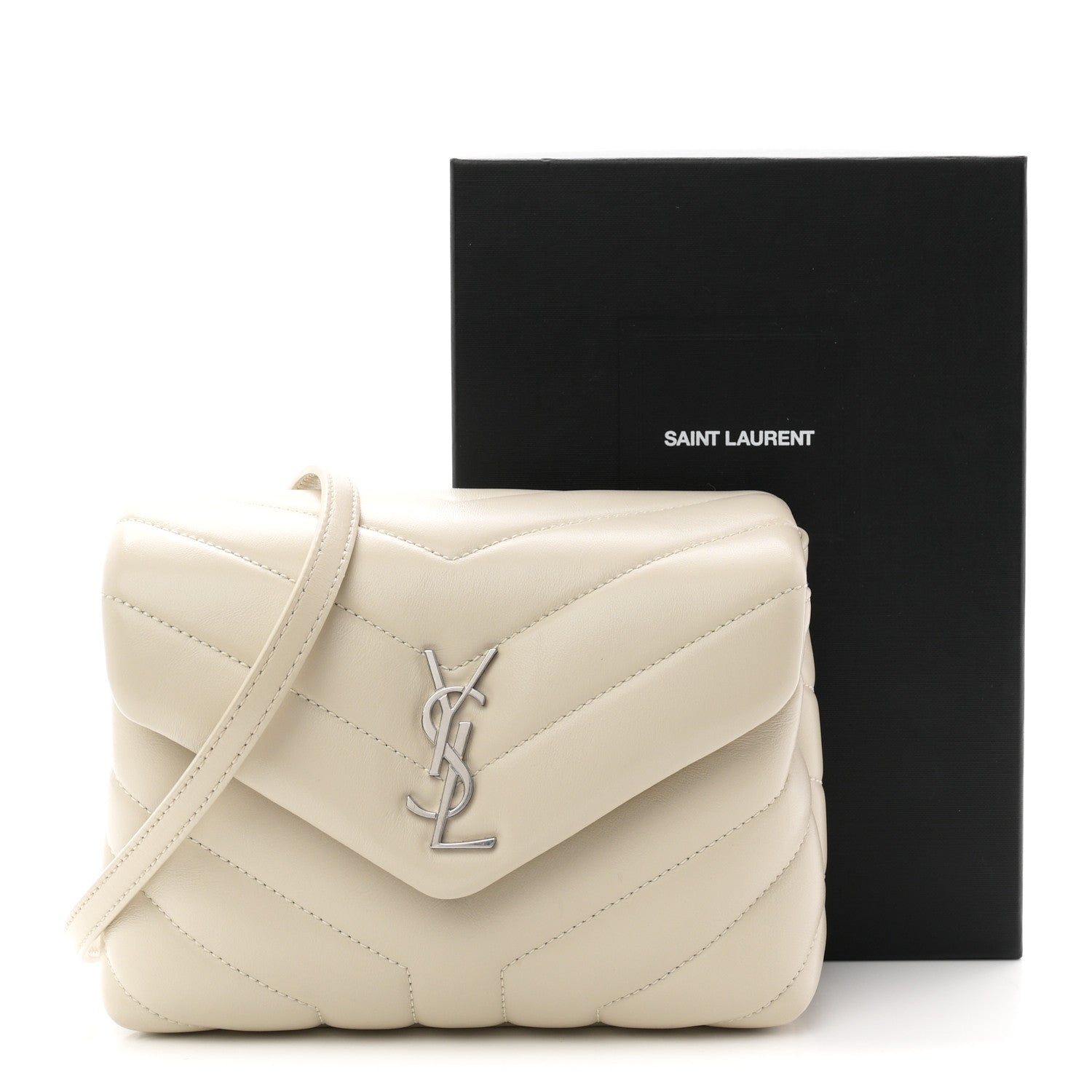 Saint Laurent Calfskin Y Quilted Monogram Toy Loulou Satchel Ivory 11 of 11