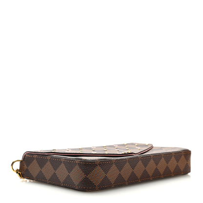 Louis Vuitton Damier Ebene Studded Pochette Felicie Chain Wallet 5 of 10