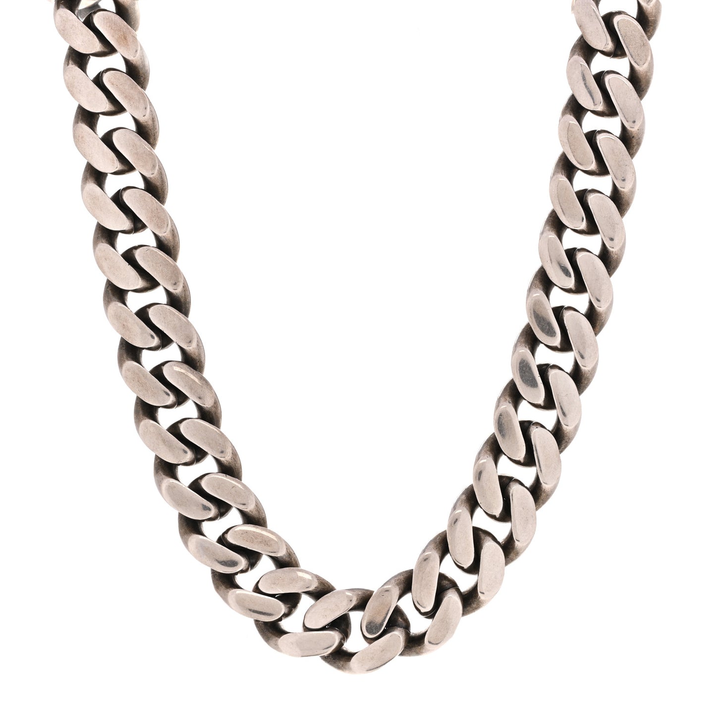 Metal Curb Chain Necklace Oxidized Silver