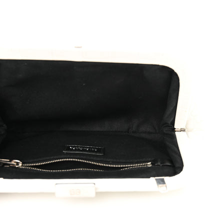 Balenciaga Shiny Supple Calfskin Logo Crocodile Embossed Cloud Clutch XS White 5 of 11