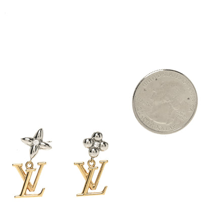Louis Vuitton Metal Crystal LV Iconic Flower Earrings Gold Silver 2 of 5