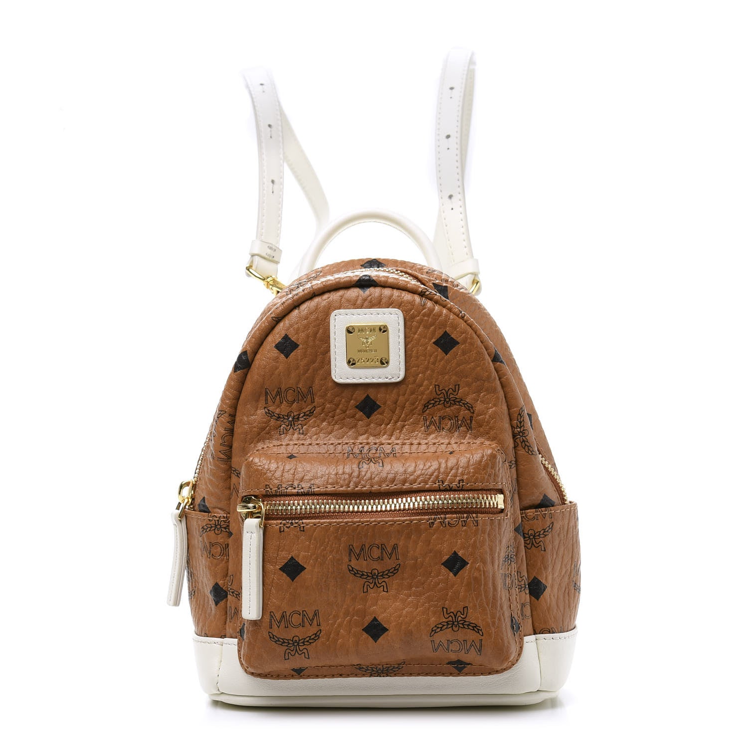 MCM Visetos X-Mini Stark Backpack Cognac White 1 of 10