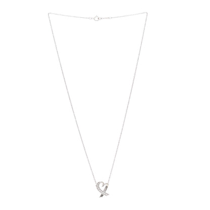 Tiffany 18K White Gold Diamond Small Paloma Picasso Loving Heart Necklace 3 of 7