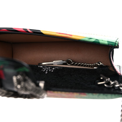 Gucci X KEN SCOTT New Shangai Calfskin Jenny Floral Print Super Mini Dionysus Shoulder Bag Black Pink 4 of 9
