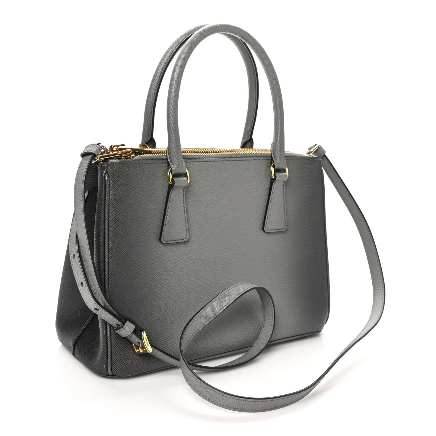 Saffiano Ombre Small Galleria Double Zip Tote Gradient Slate Grey