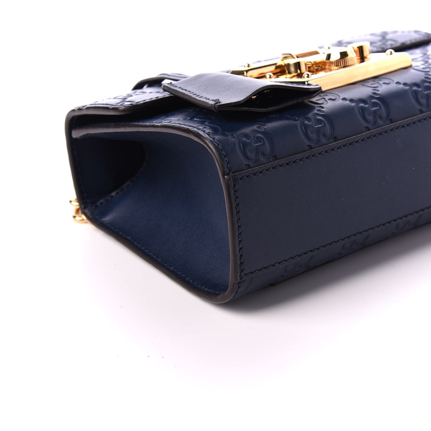 Guccissima Small Padlock Shoulder Bag Blue Agata