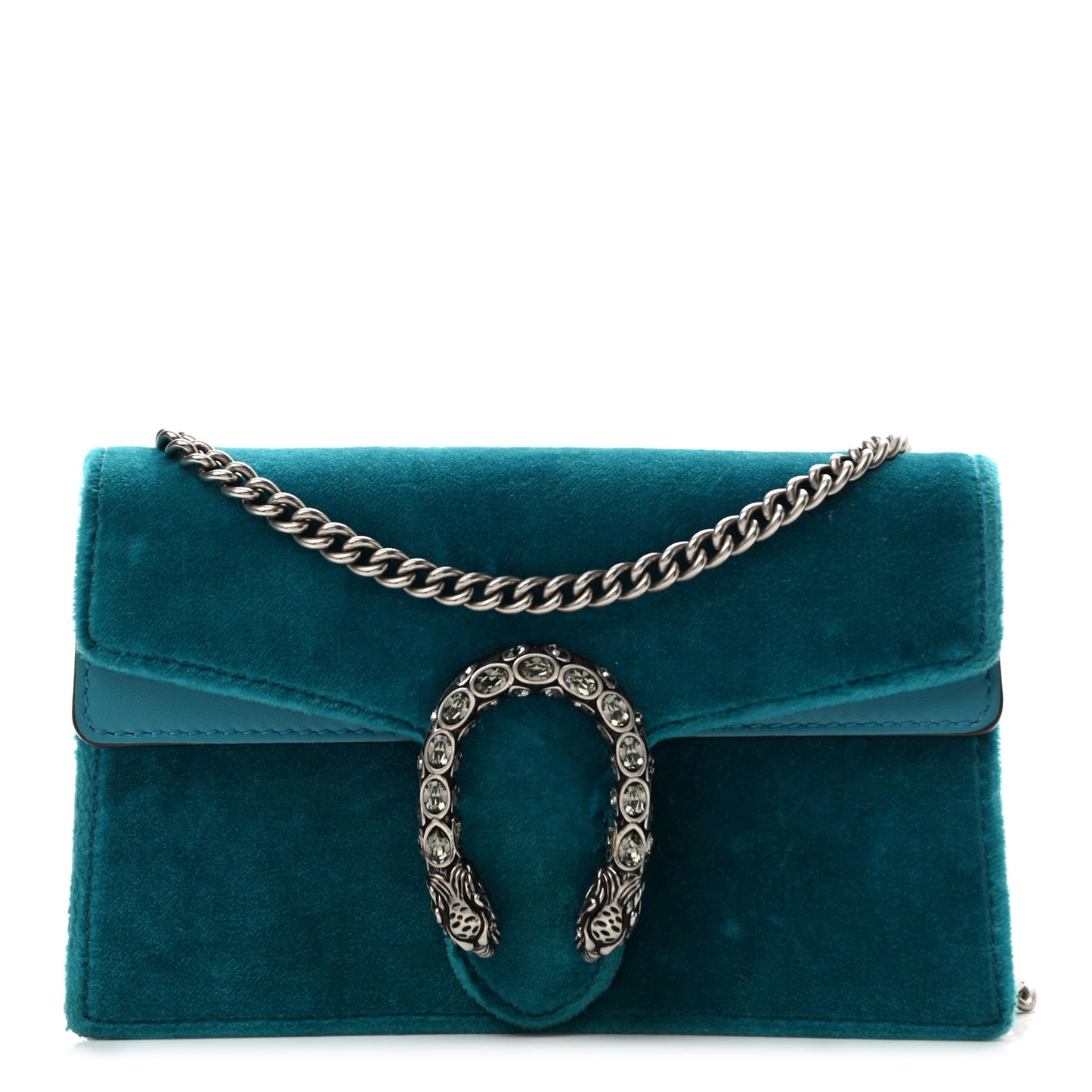 Velvet Super Mini Dionysus Shoulder Bag Pavone Cyan