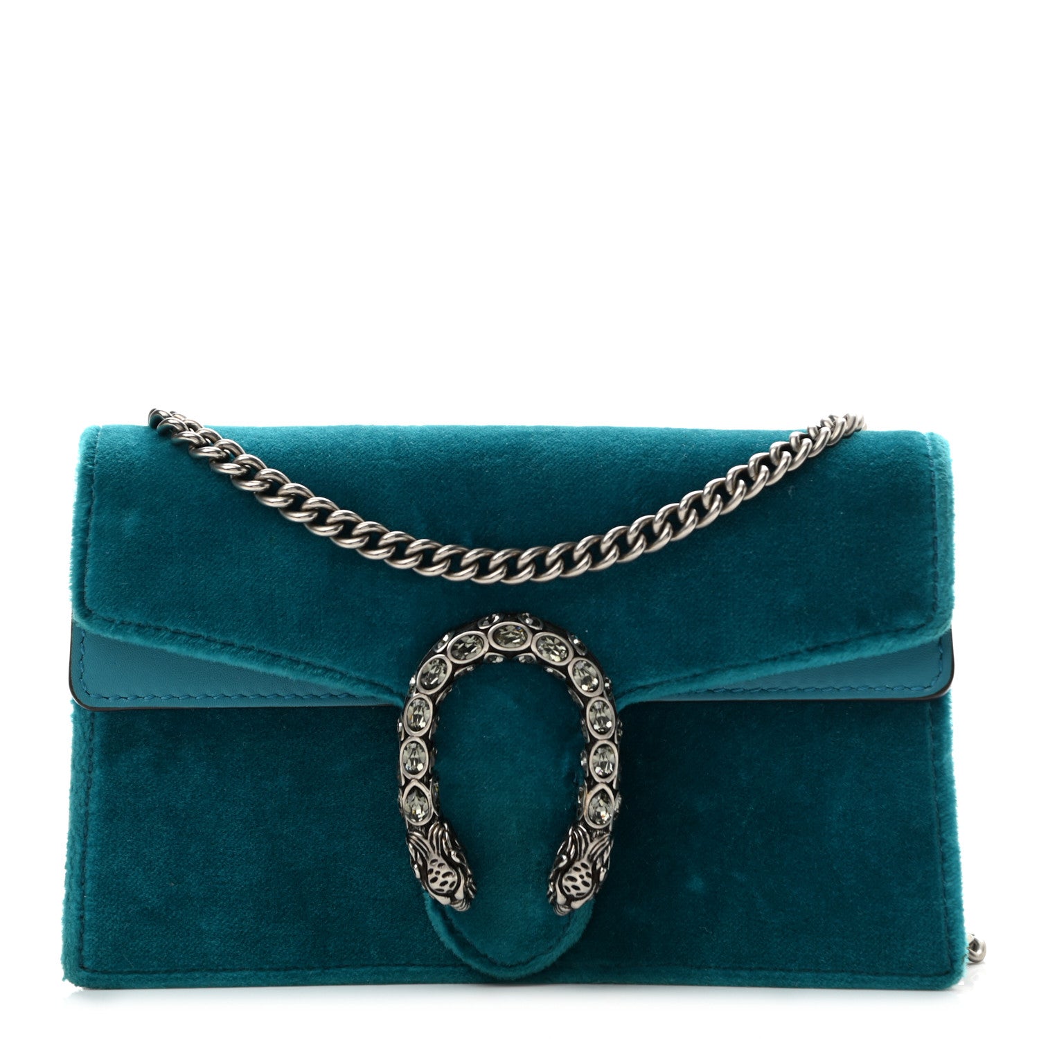 Gucci Velvet Super Mini Dionysus Shoulder Bag Pavone Cyan 1 of 11