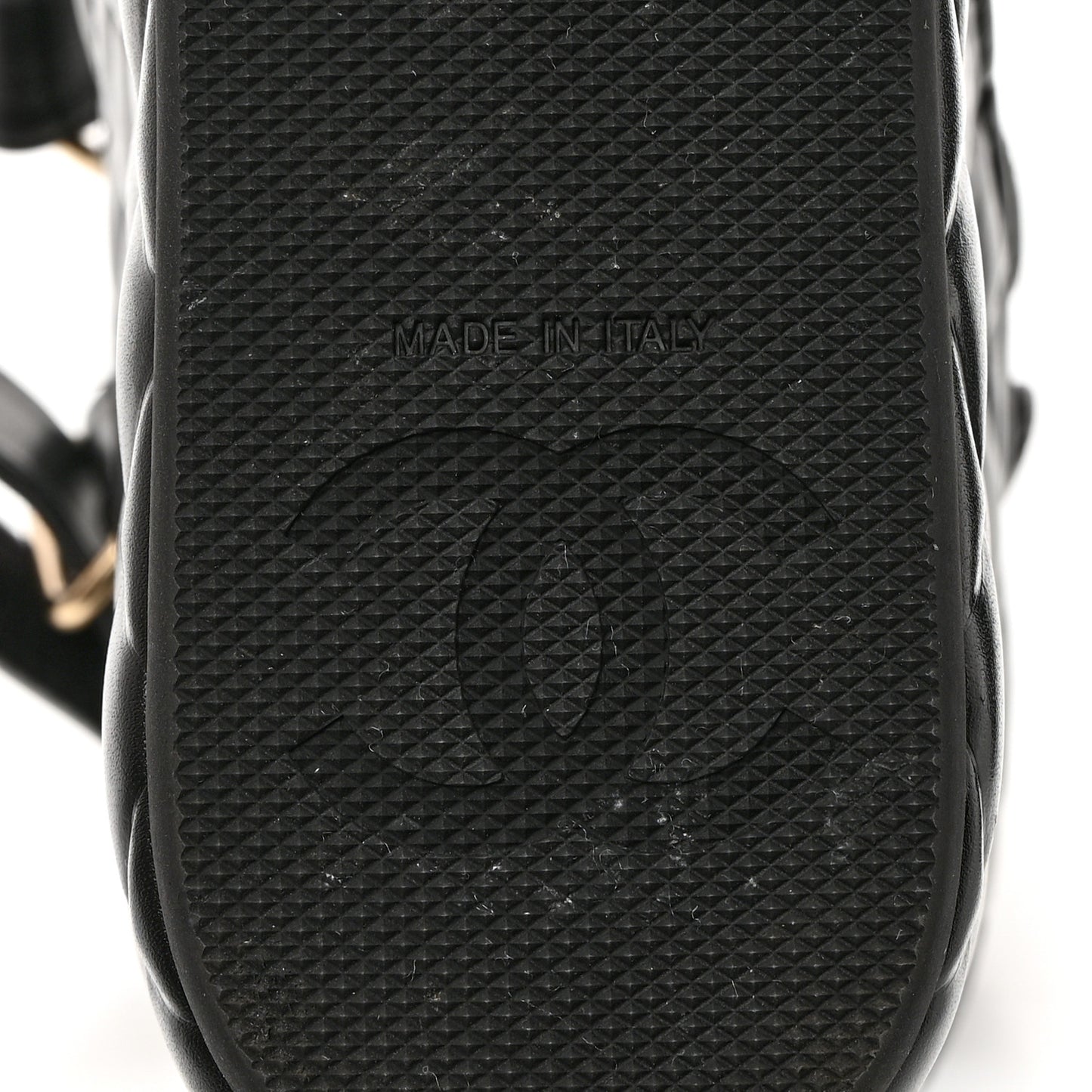 Shiny Calfskin Quilted Wedge Sandals 38 Black