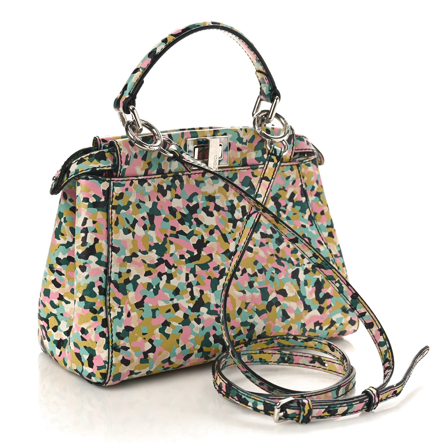 Fendi Nappa Printed Mini Peekaboo Iconic Satchel Multicolor 3 of 11