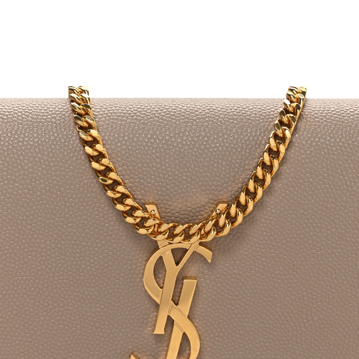 Saint Laurent Grain De Poudre Monogram Uptown Chain Wallet Dark Beige 9 of 11