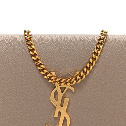 Saint Laurent Grain De Poudre Monogram Uptown Chain Wallet Dark Beige 9 of 11