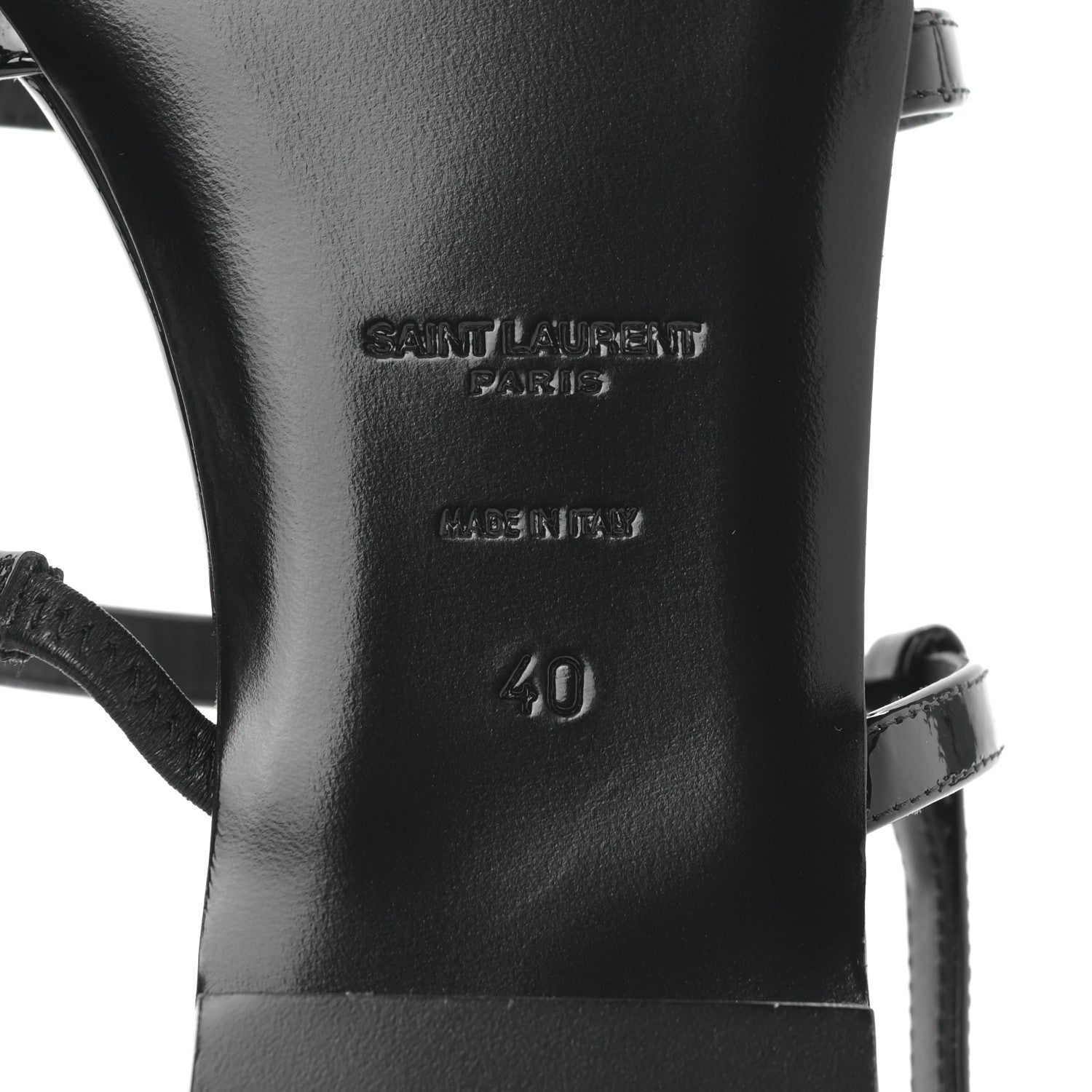 Saint Laurent Patent Calfskin Cassandra Monogram Sandals 40 Black 6 of 8