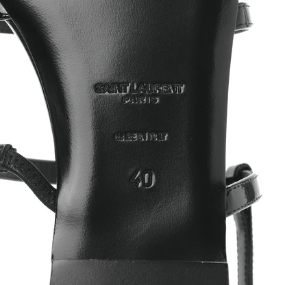 Saint Laurent Patent Calfskin Cassandra Monogram Sandals 40 Black 6 of 8