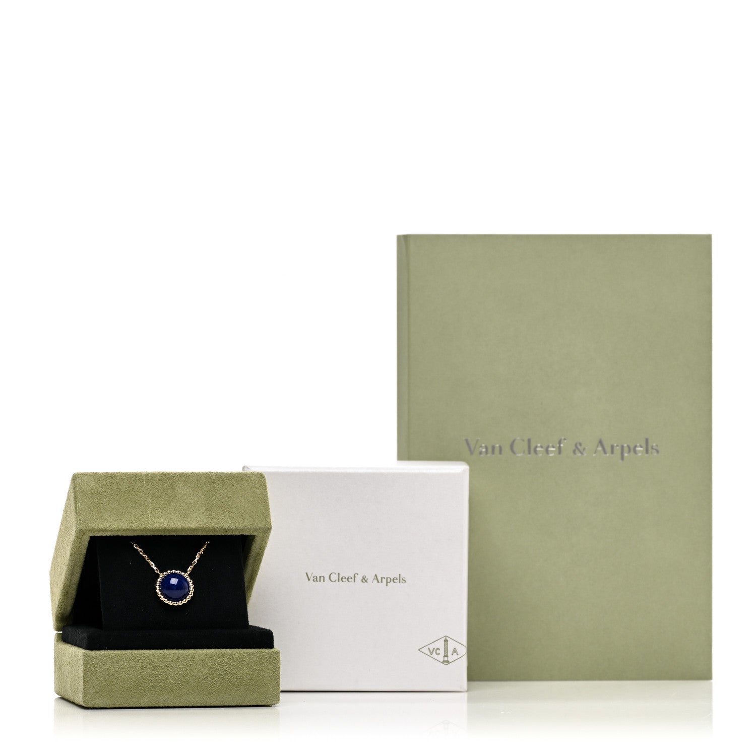 Van Cleef & Arpels 18K Yellow Gold Lapis Lazuli Perlee Couleurs Pendant Necklace 5 of 5