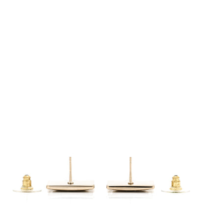 Chanel Metal Enamel CC Square Earrings Gold Black White 3 of 5