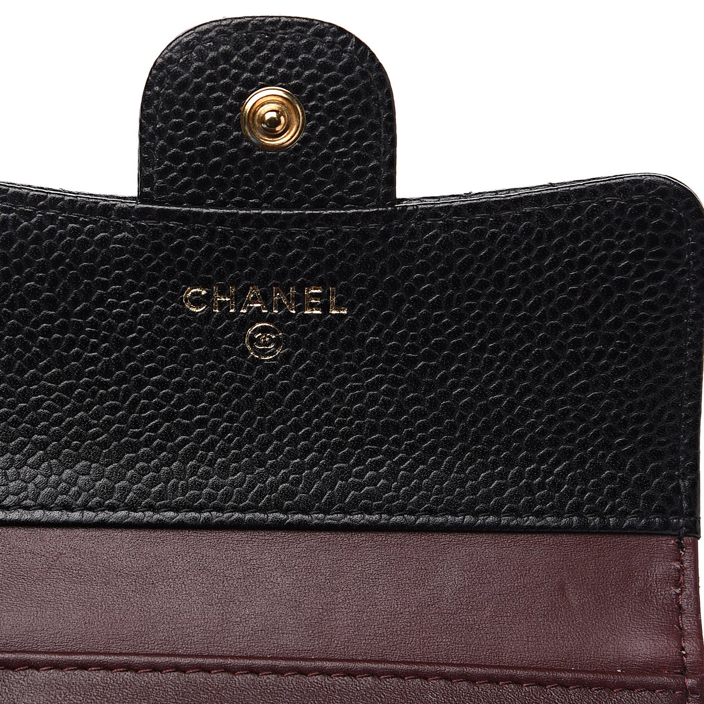 Caviar Quilted Compact Flap Wallet Black