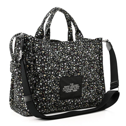 Marc Jacobs Cotton Canvas Floral Print Medium The Traveler Tote Bag Black 3 of 10