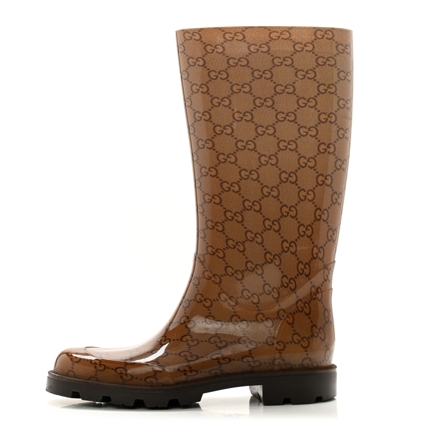 Gucci Rubber Monogram Edinburg Rain Boots 38 Transparent Cocoa 1 of 10