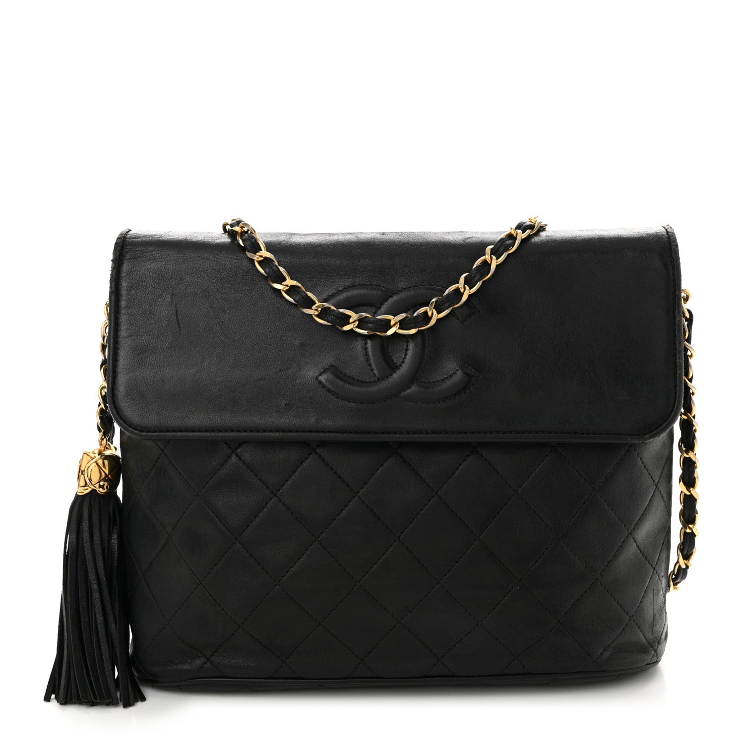 Chanel Lambskin Quilted CC Tassel Flap Black 1 of 15