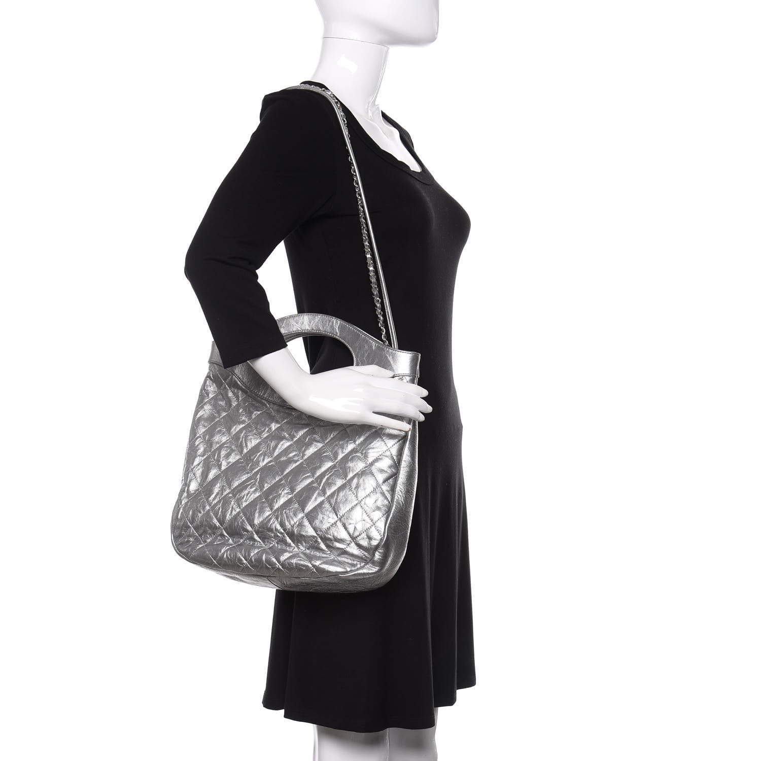 Chanel Metallic Crumpled Calfskin Small 31 Shopping Bag Silver 2 of 10