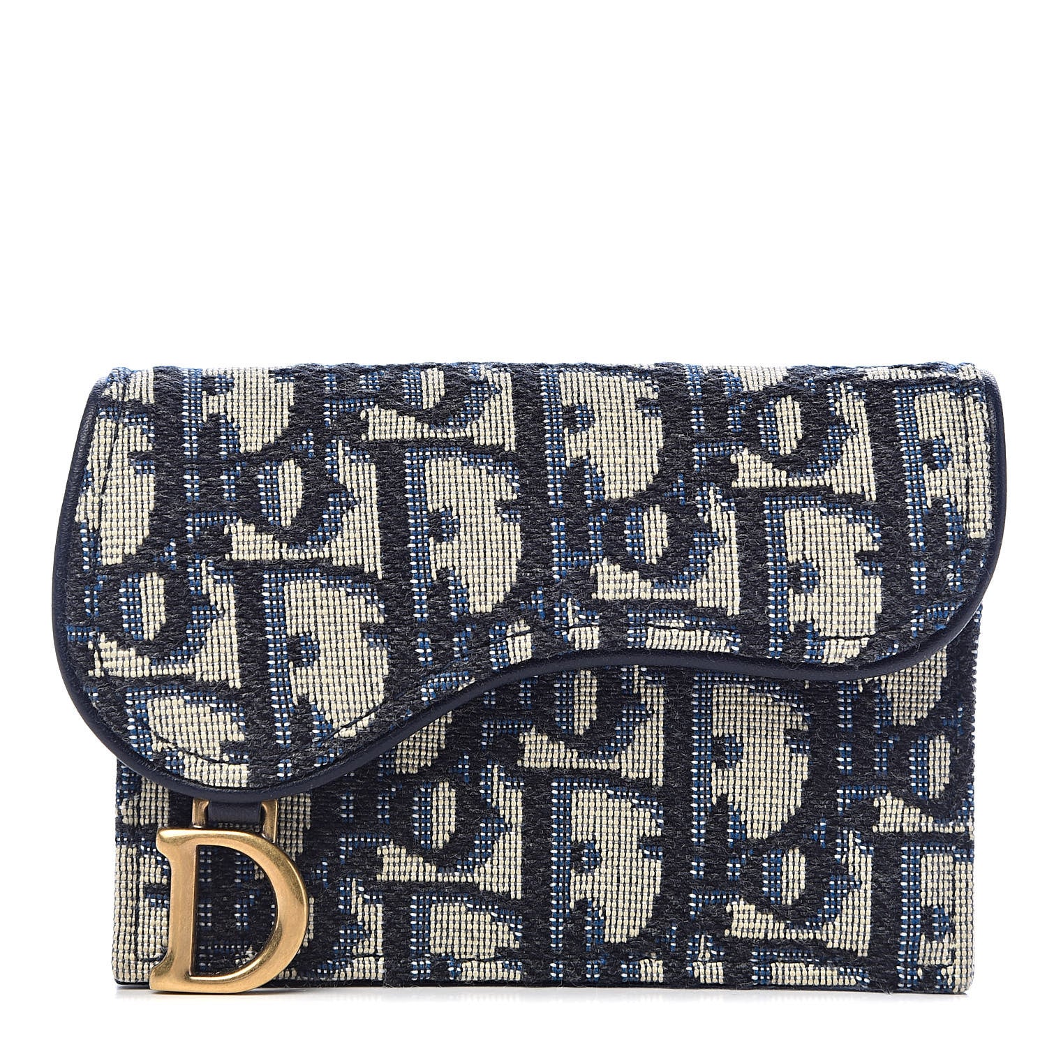 Christian Dior Oblique Saddle Card Holder Blue 1 of 7