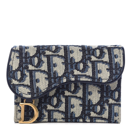 Christian Dior Oblique Saddle Card Holder Blue 1 of 7