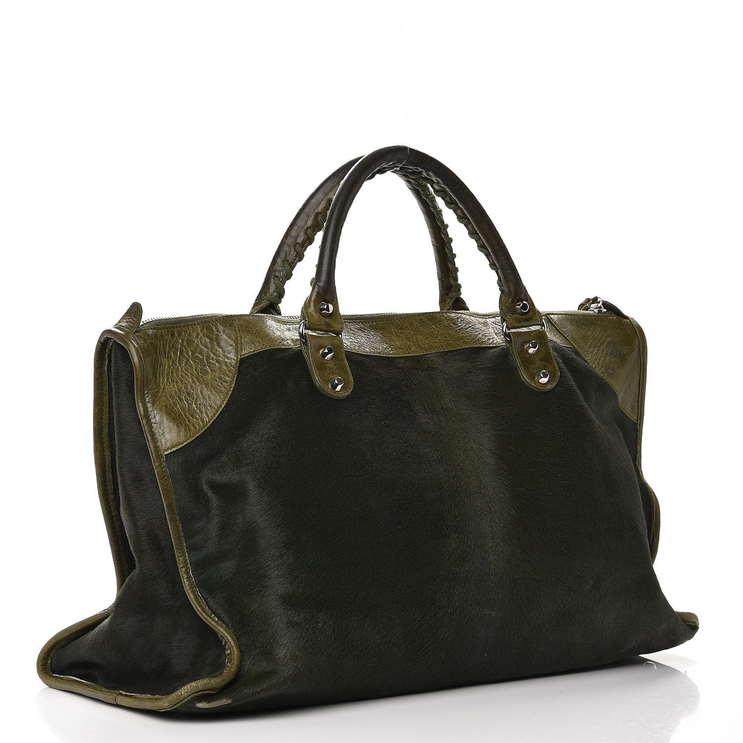 Balenciaga Chevre Pony Hair Classic Hardware Work Olive 3 of 13