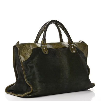 Balenciaga Chevre Pony Hair Classic Hardware Work Olive 3 of 13