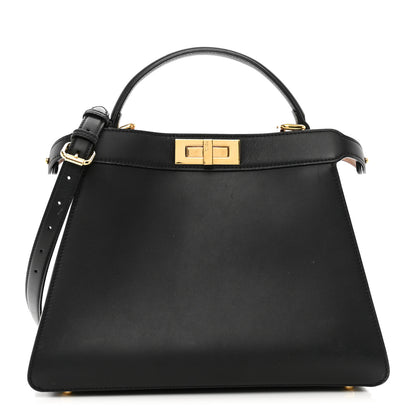 Fendi Vitello Seta Shiny Nappa Medium Peekaboo I SEE U Satchel Black Light Rose 1 of 9