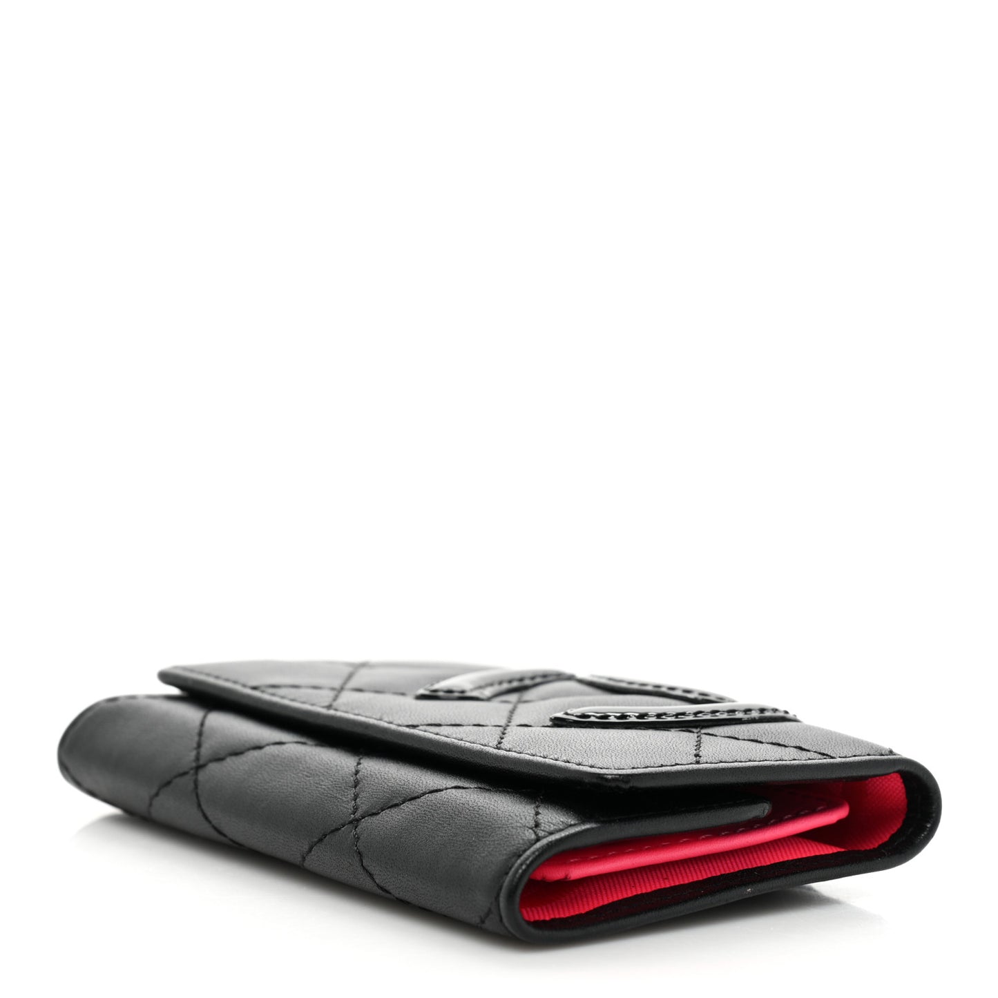Calfskin Quilted Cambon 6 Key Holder Black