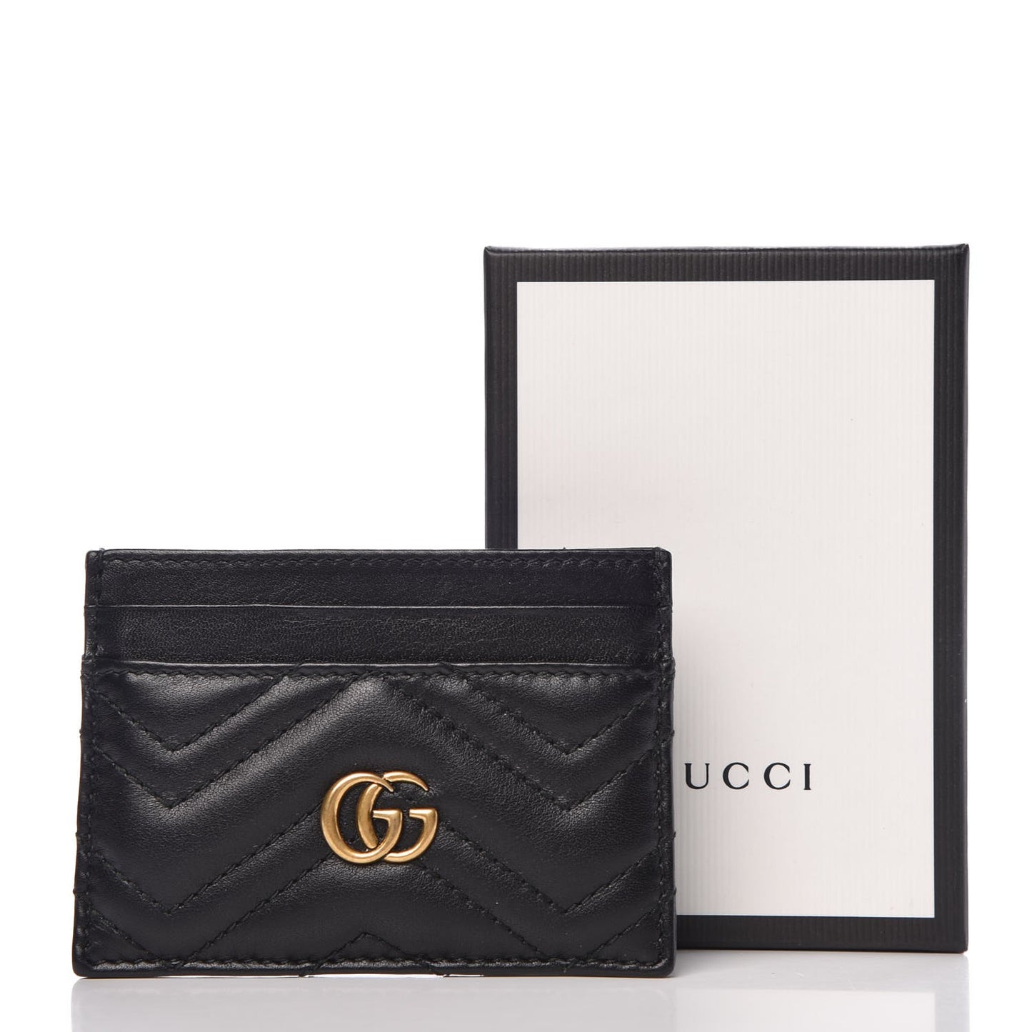 Calfskin Matelasse GG Marmont Card Holder Black