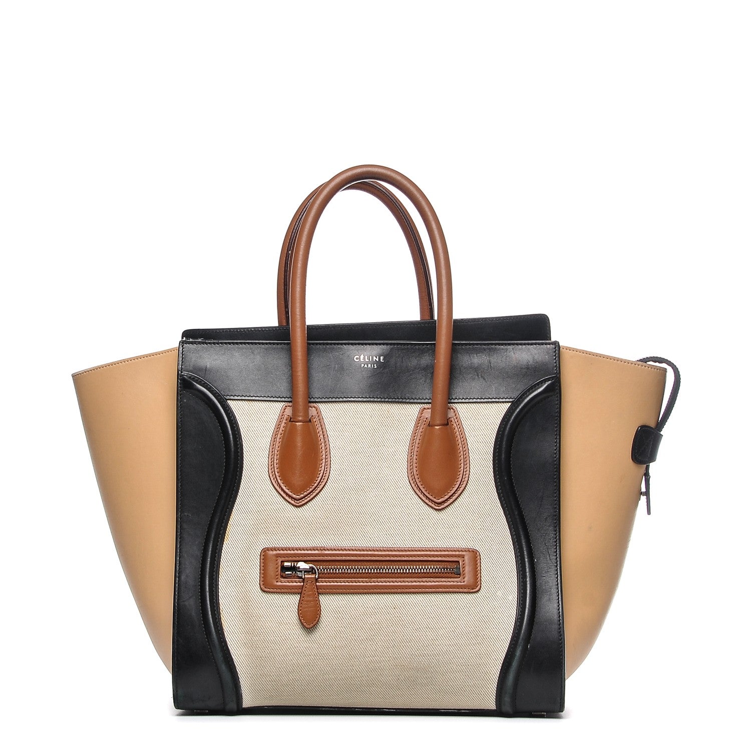 Celine Calfskin Canvas Mini Tri-Color Luggage Tan 1 of 14